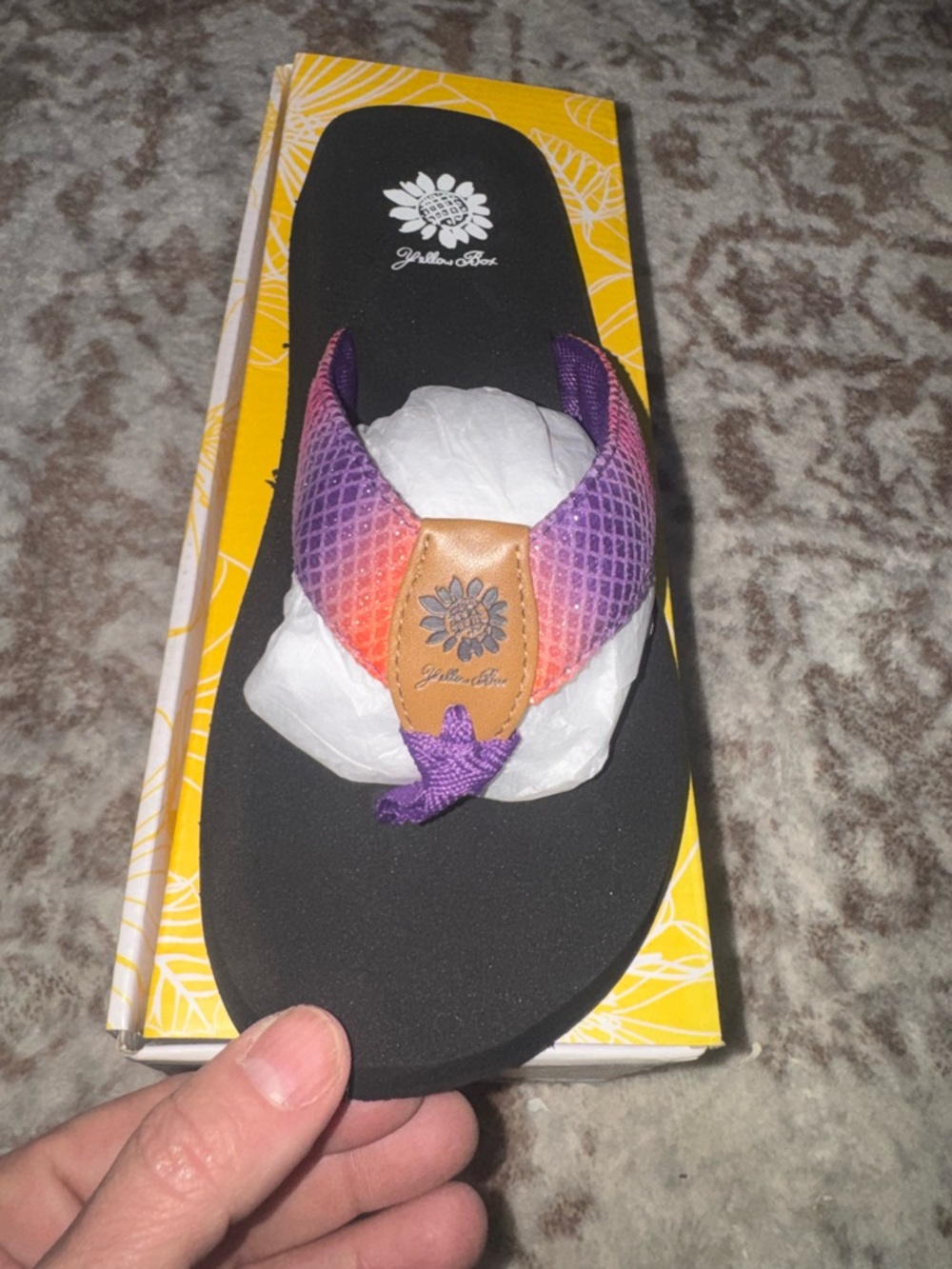 Yellow Box Aruze Purple and Orange Gradient Thong Sandals